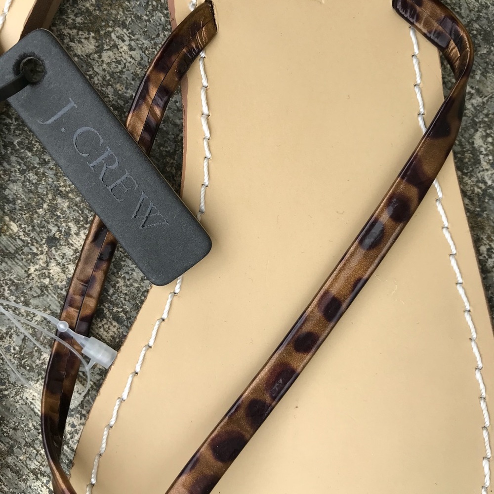 JCrew metallic patent leather leopard flip flops